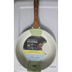 Authentic Kitchen 11" Ceramic Coated Nonstick Skillet Frying Pan Wood Look Handl